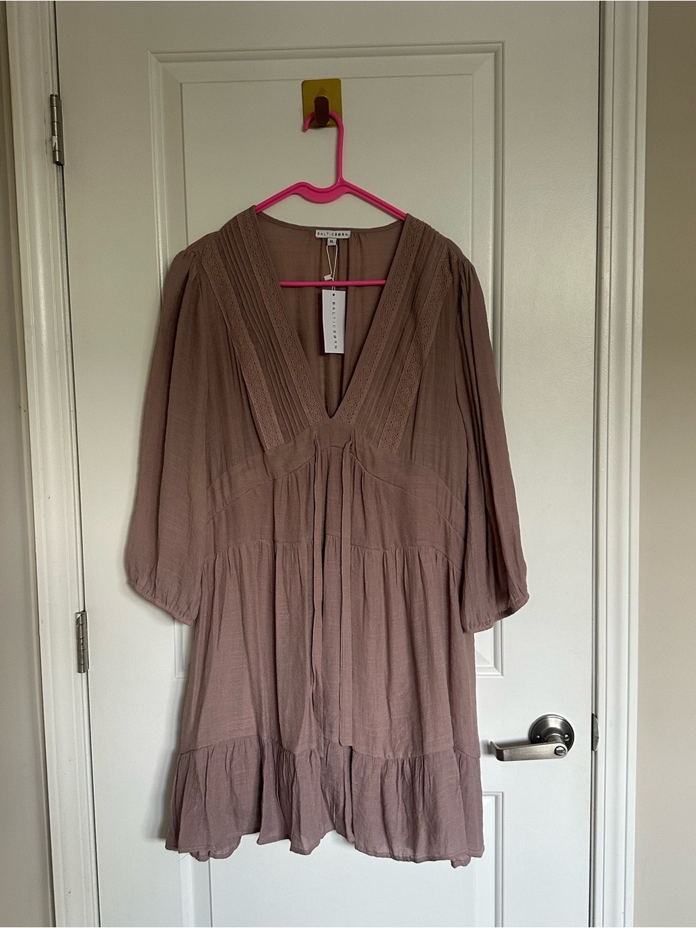 Baltic Born Dusty Lavender Boho V-Neck Tiered Dress